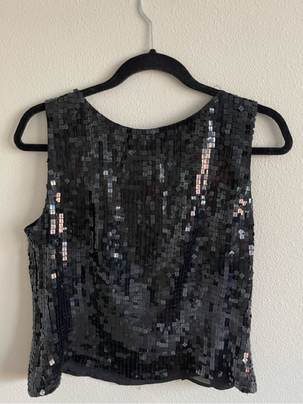 Valerie Stevens Black Sequin Sleeveless Top Size M - Picture 4 of 5